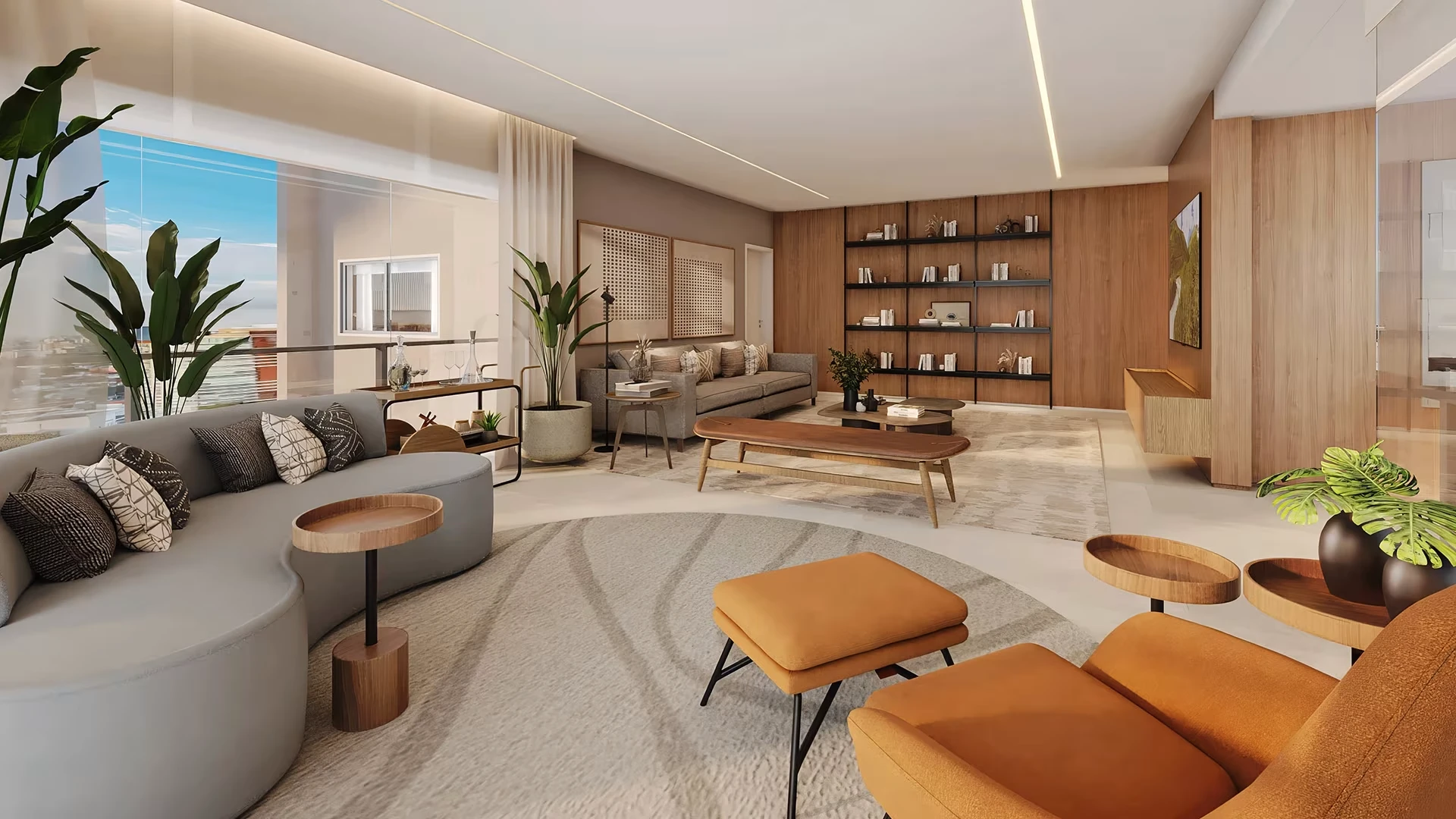 Perspectiva Ilustrada Living 175m² Vittrino