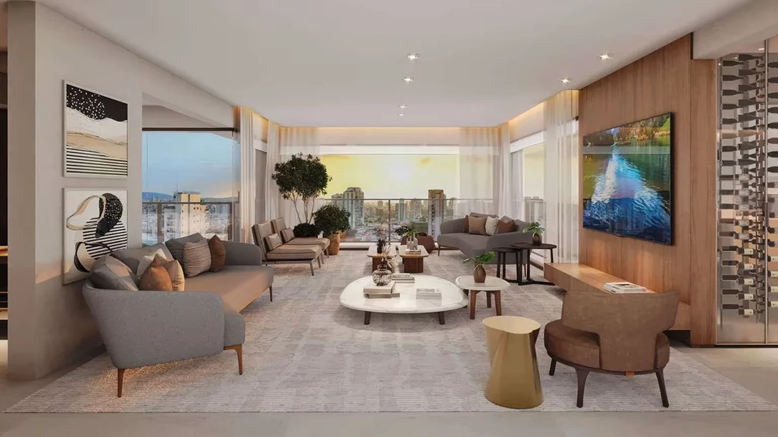 Perspectiva Ilustrada Living 350m² Vittrino