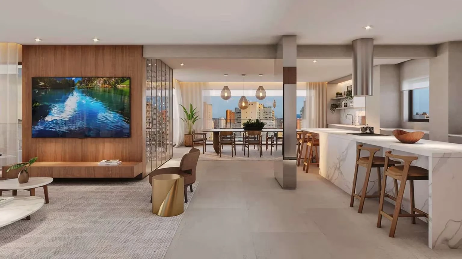 Terraço gourmet da residência de 350 m² do Vittrino Francisca Júlia